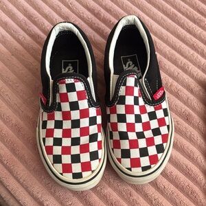 NWOT Vans Kids Checkerboard Slip-On Shoes - Red and Black